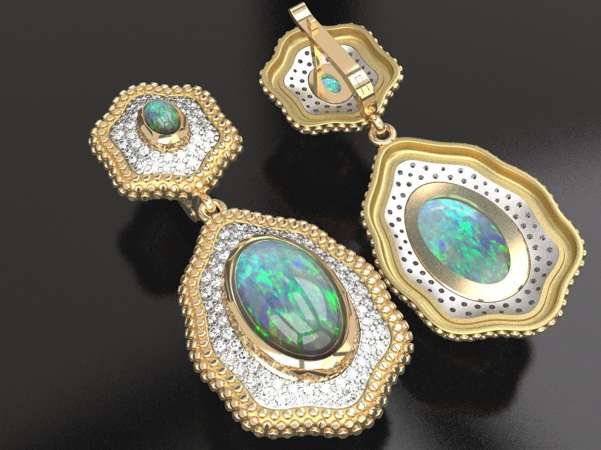 Nugget earrings 3D print model_4