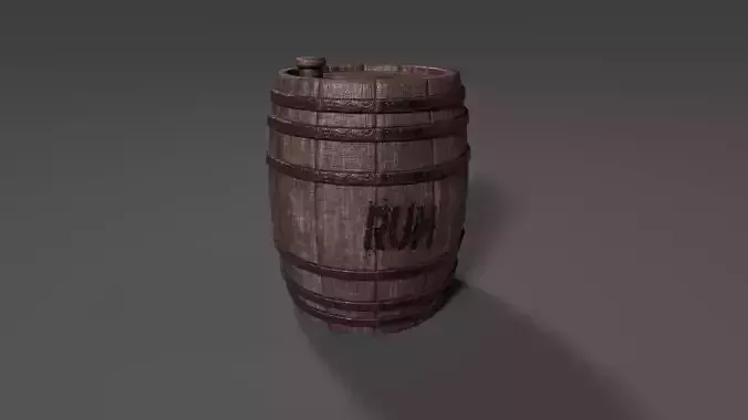 Oak Barrel Low-poly 3D model