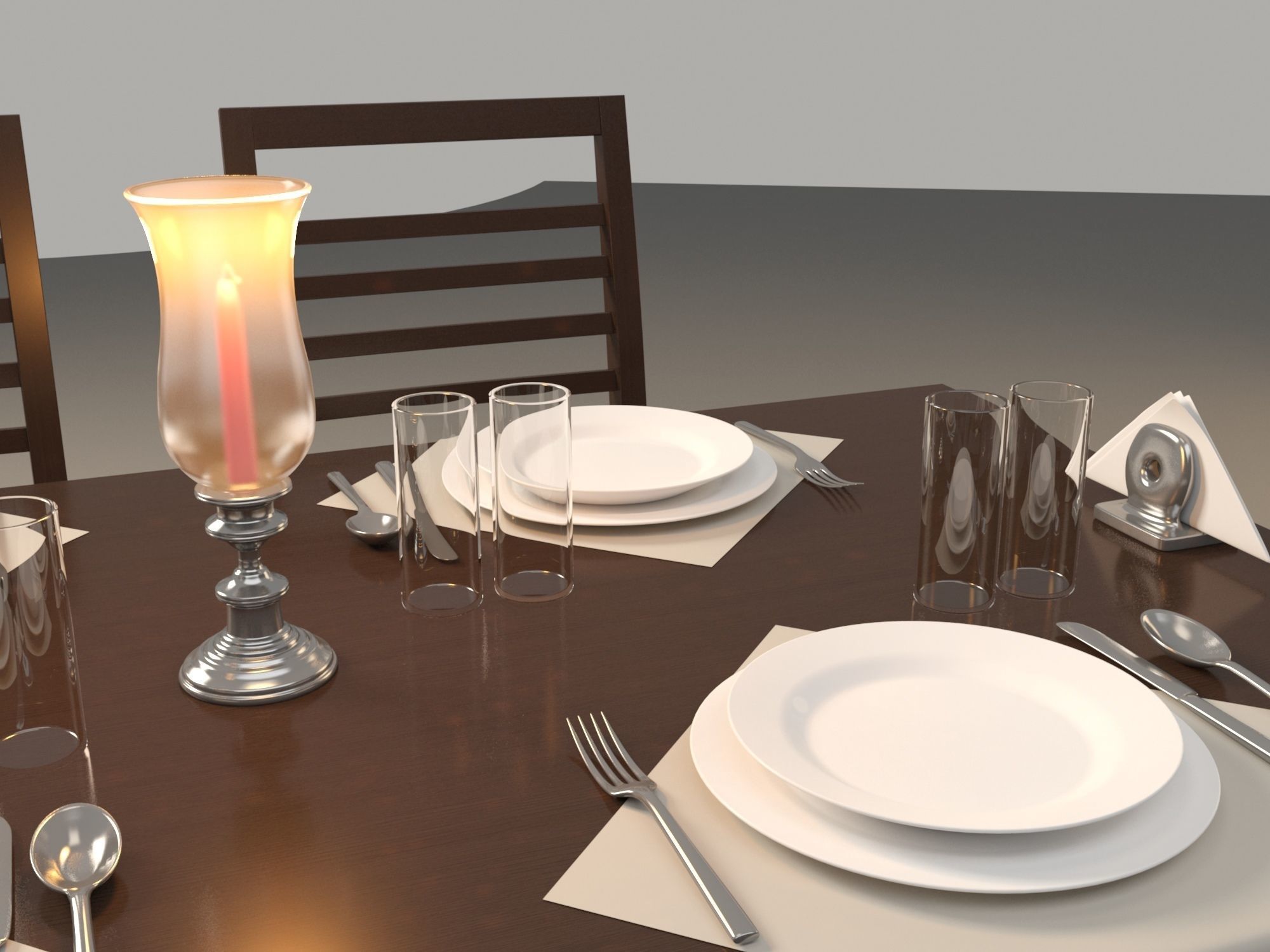 Dinning Table and Chairs 3D model_5