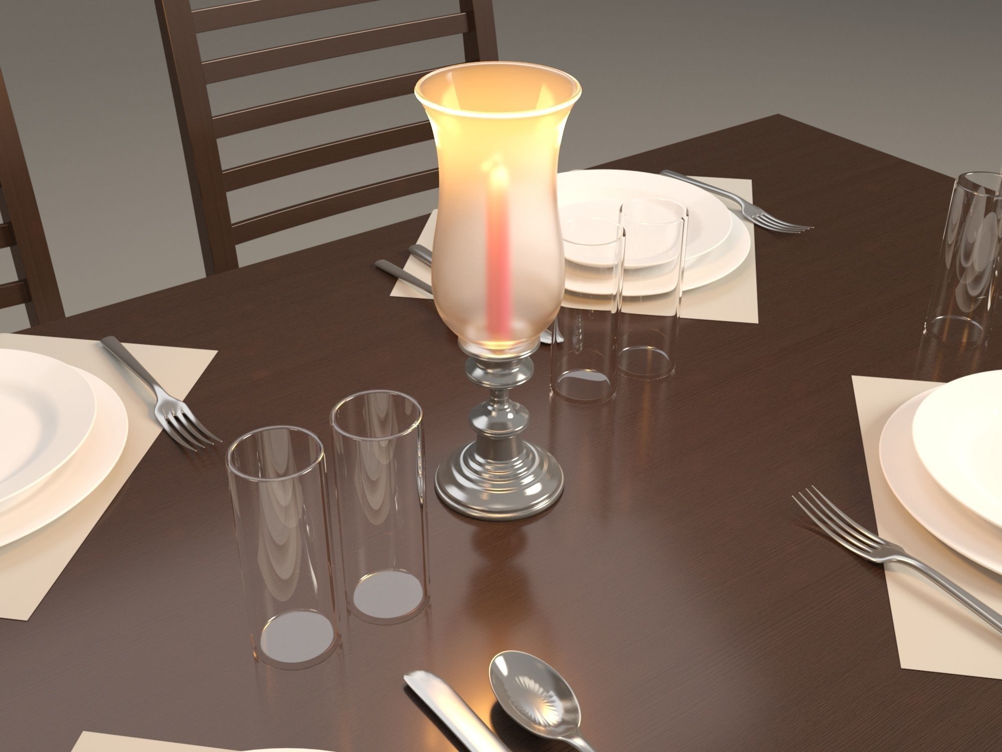 Dinning Table and Chairs 3D model_4