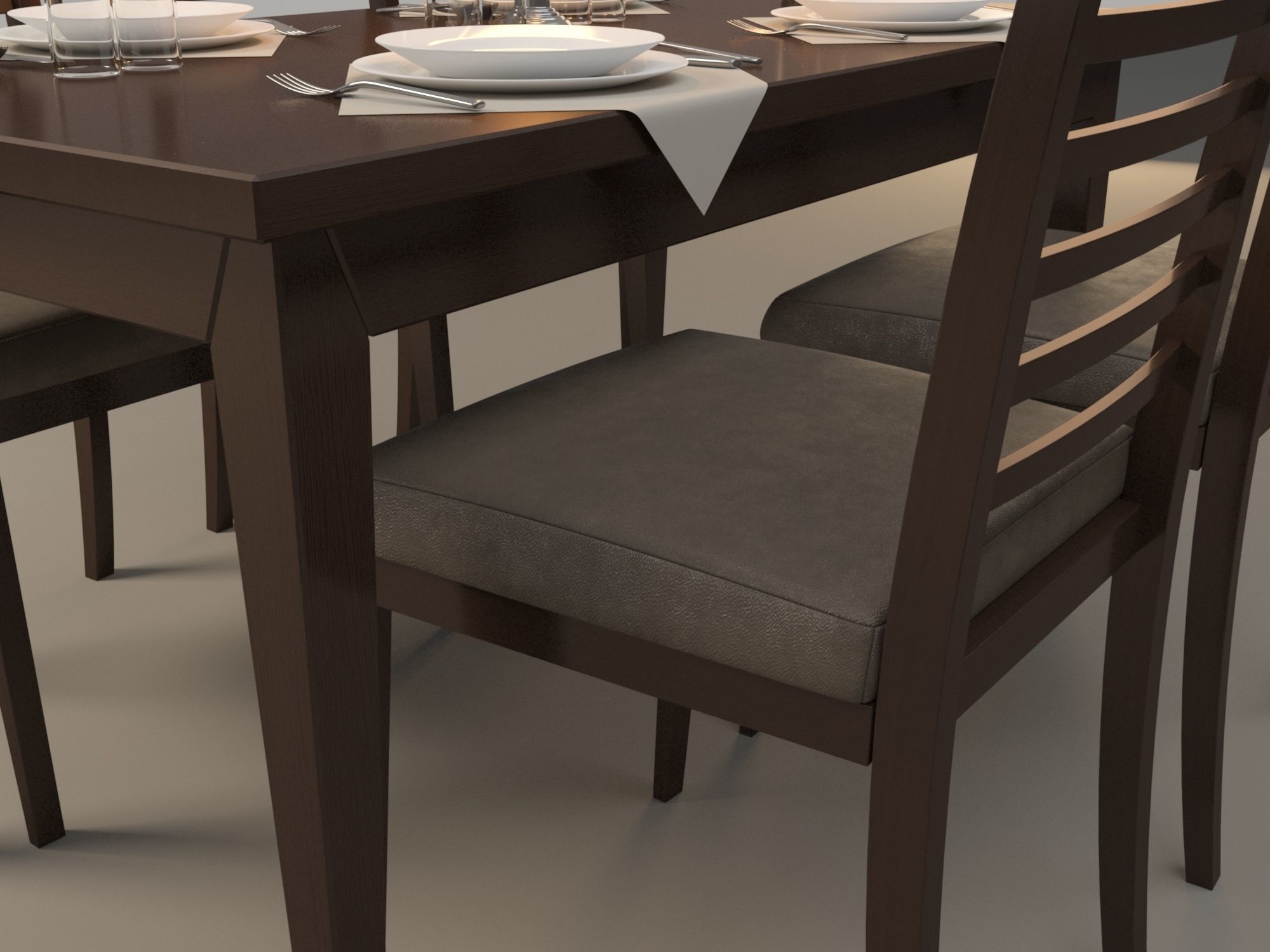 Dinning Table and Chairs 3D model_6