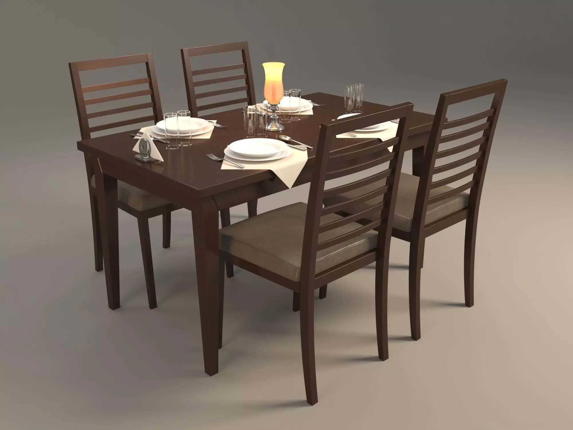 Dinning Table and Chairs 3D model_0