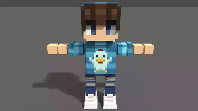 Boy Voxel Low-poly 3D model