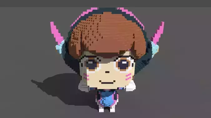 D Va Voxel Low-poly 3D model