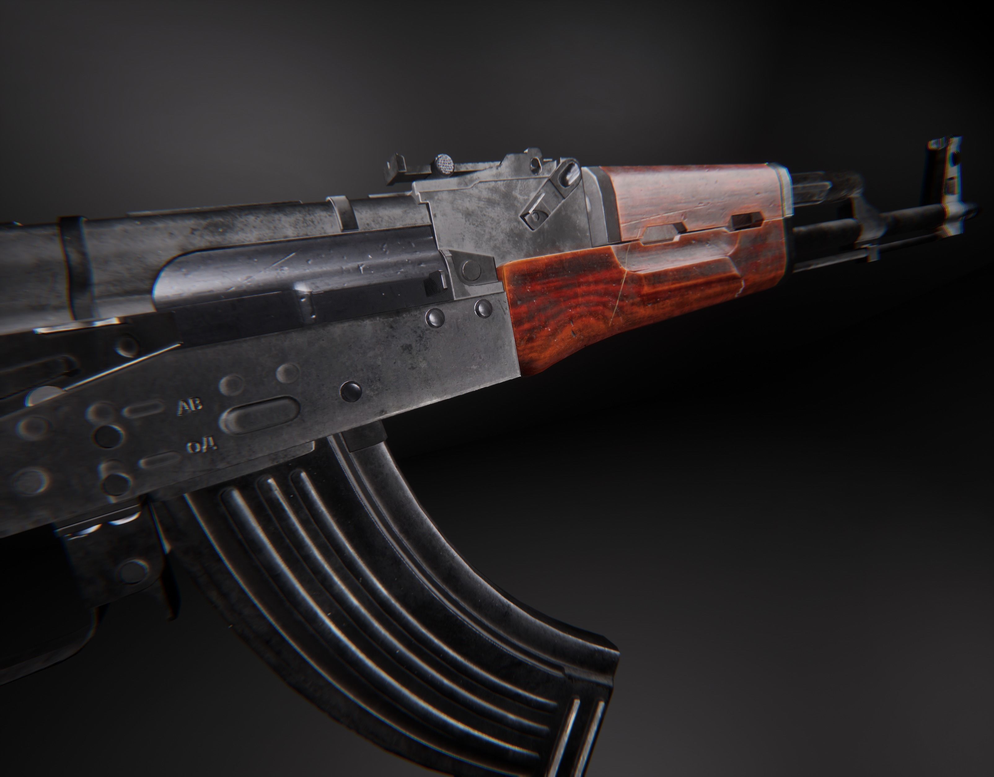 AAA AKM Game Ready PBR Low-poly 3D model_9