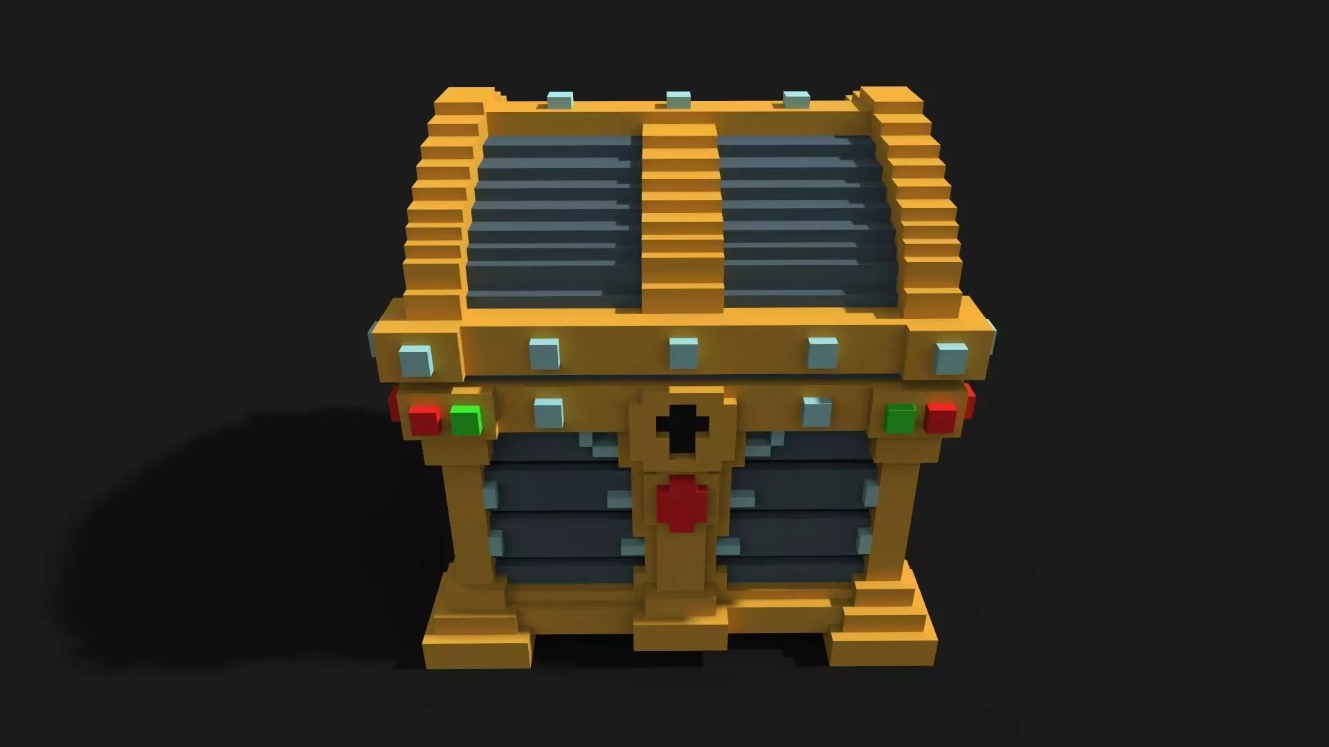 Chest Voxel Low-poly 3D model_0