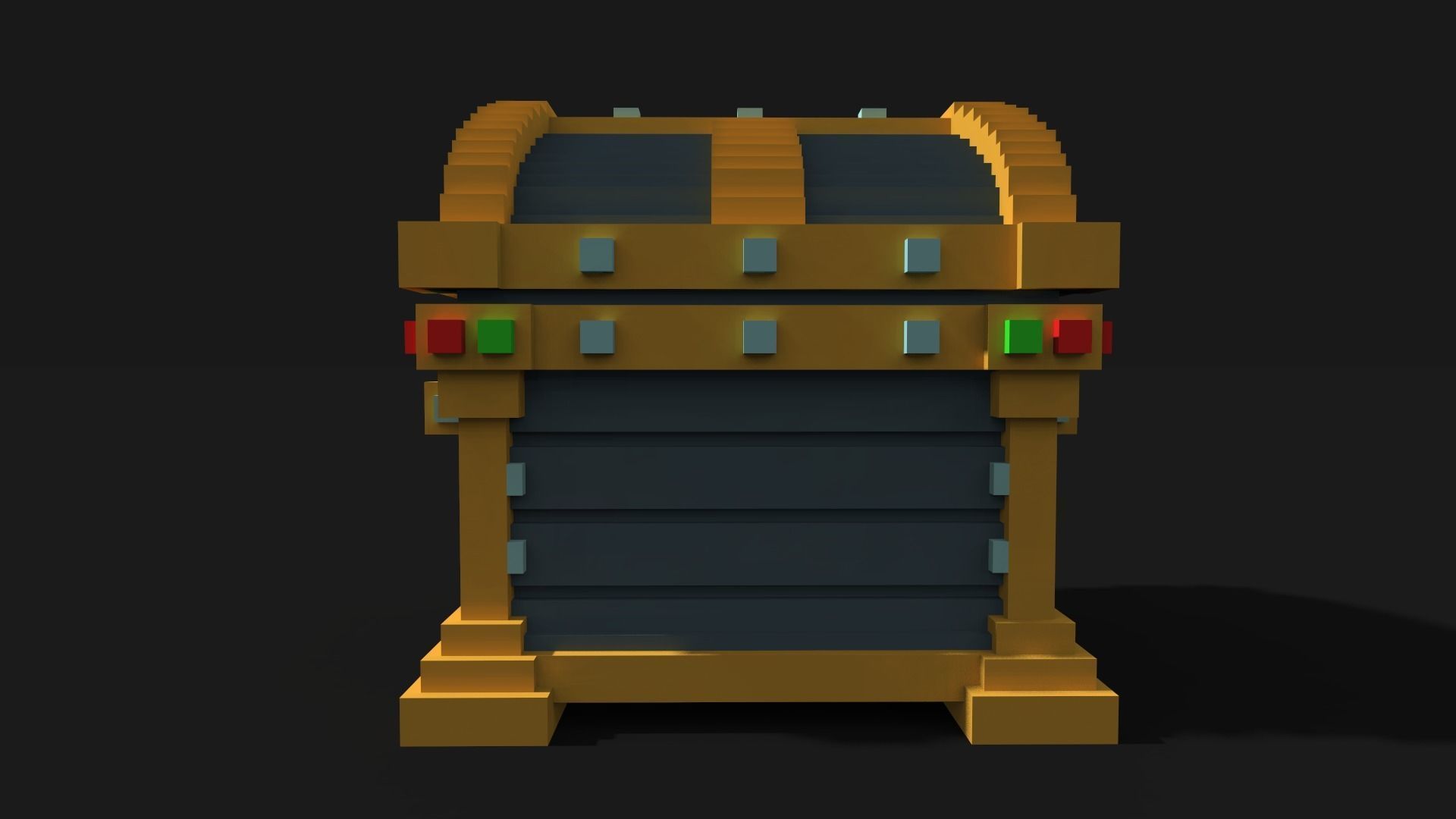 Chest Voxel Low-poly 3D model_2