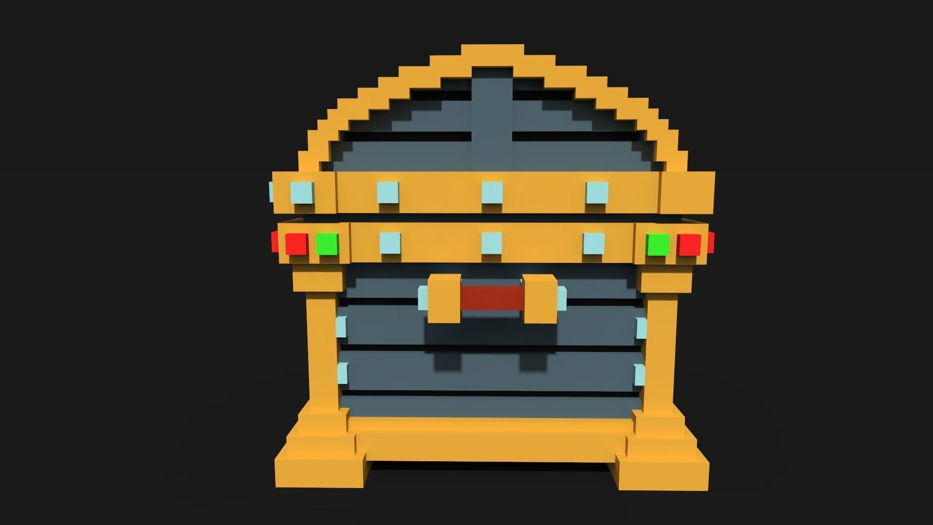 Chest Voxel Low-poly 3D model_1
