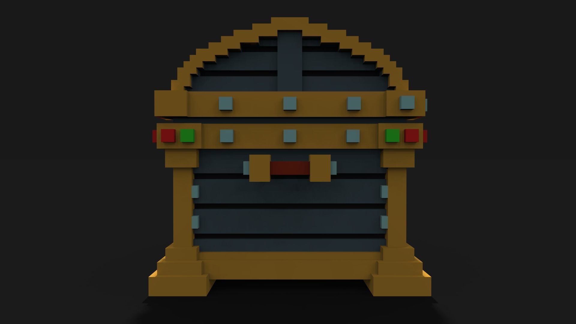 Chest Voxel Low-poly 3D model_3