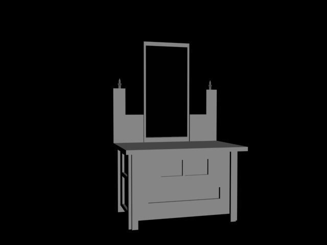 Mirror dressing table with Low-poly 3D model_3