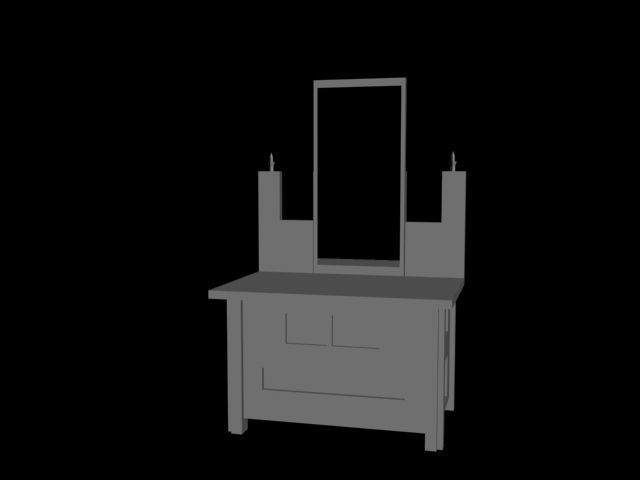 Mirror dressing table with Low-poly 3D model_2