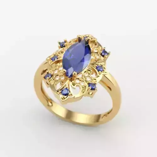 Women ring with gems 3dm stl vintage 3D print model