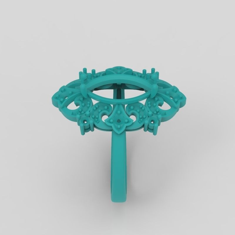 Women ring with gems 3dm stl vintage 3D print model_19