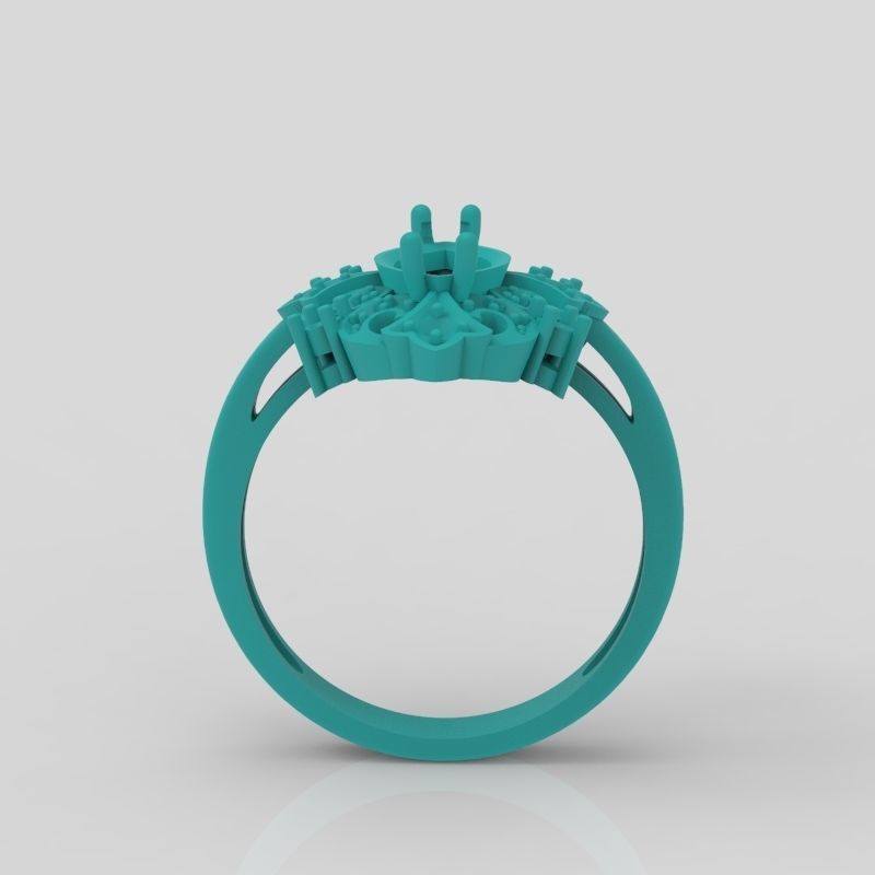 Women ring with gems 3dm stl vintage 3D print model_17