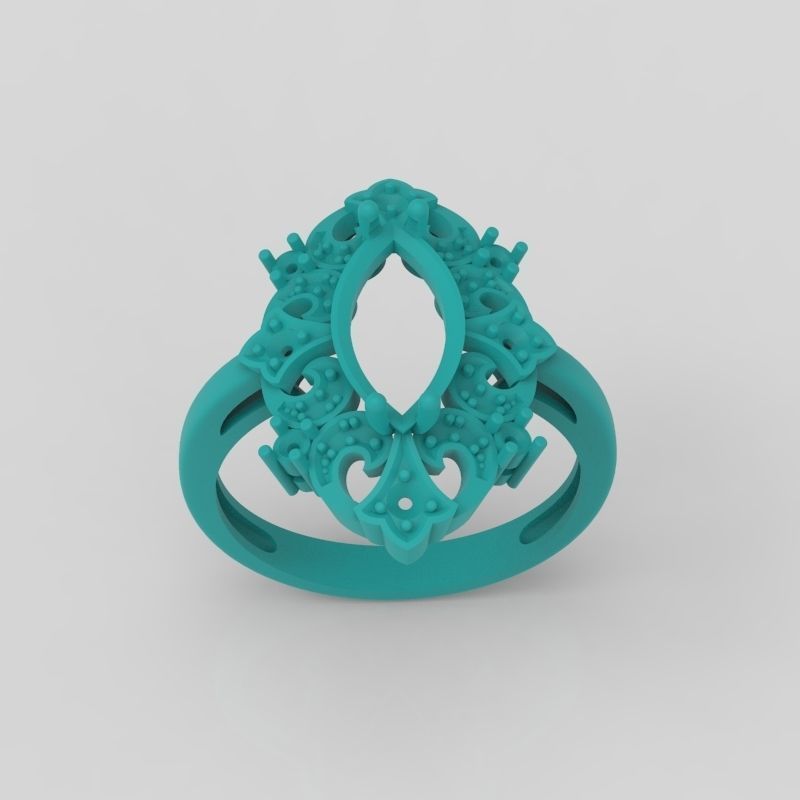 Women ring with gems 3dm stl vintage 3D print model_16