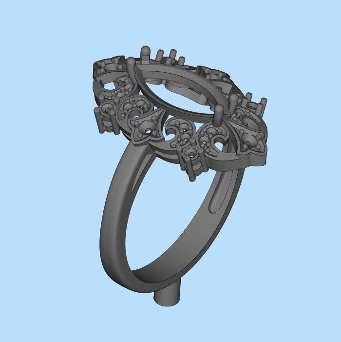 Women ring with gems 3dm stl vintage 3D print model_31