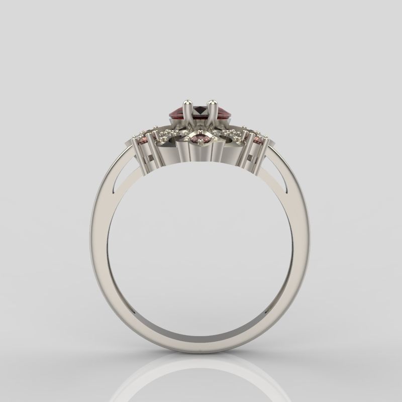 Women ring with gems 3dm stl vintage 3D print model_11