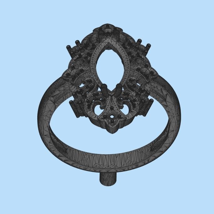 Women ring with gems 3dm stl vintage 3D print model_26