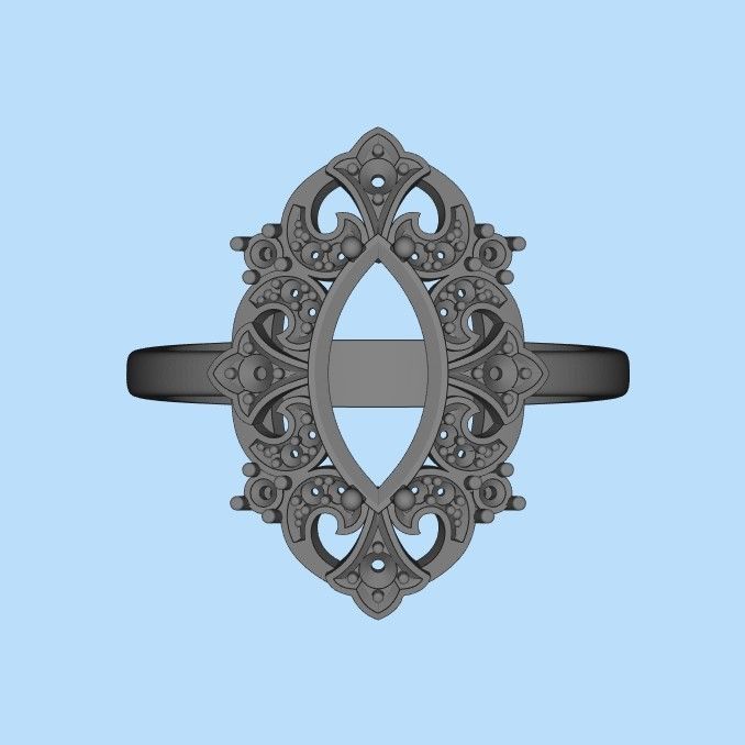 Women ring with gems 3dm stl vintage 3D print model_28