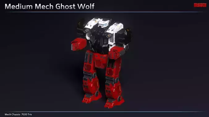 Medium Mech Ghost Wolf Low-poly 3D model