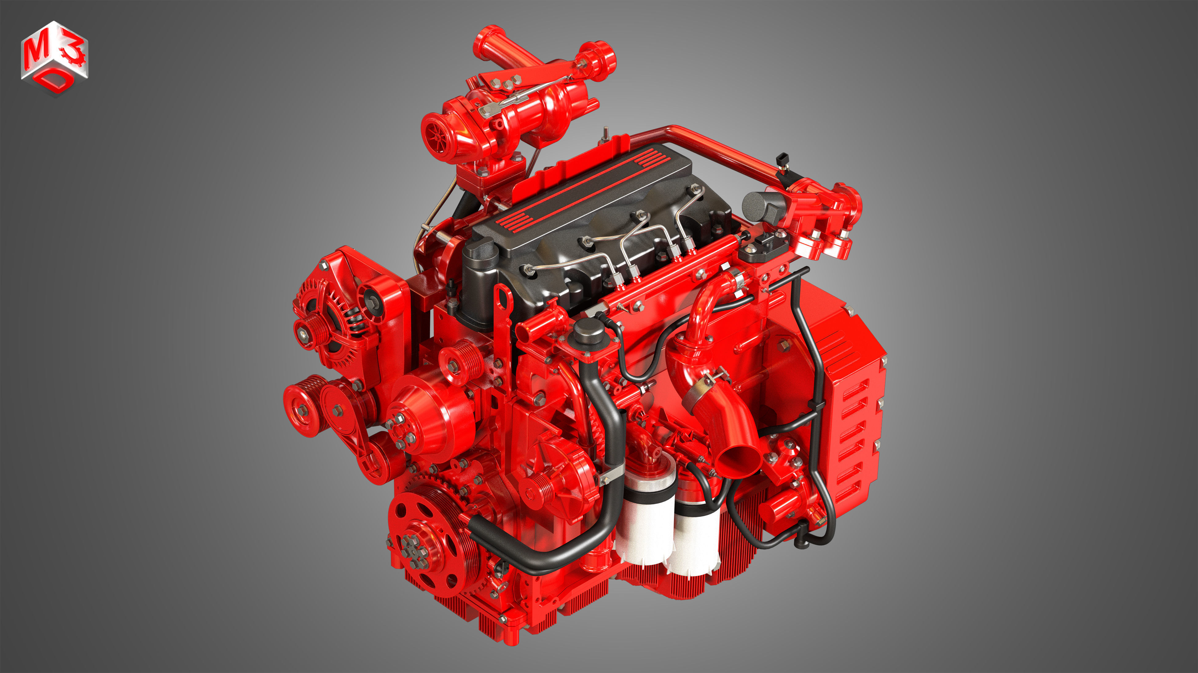 QSF 4 Cylinder - Diesel Engine 3D model_5