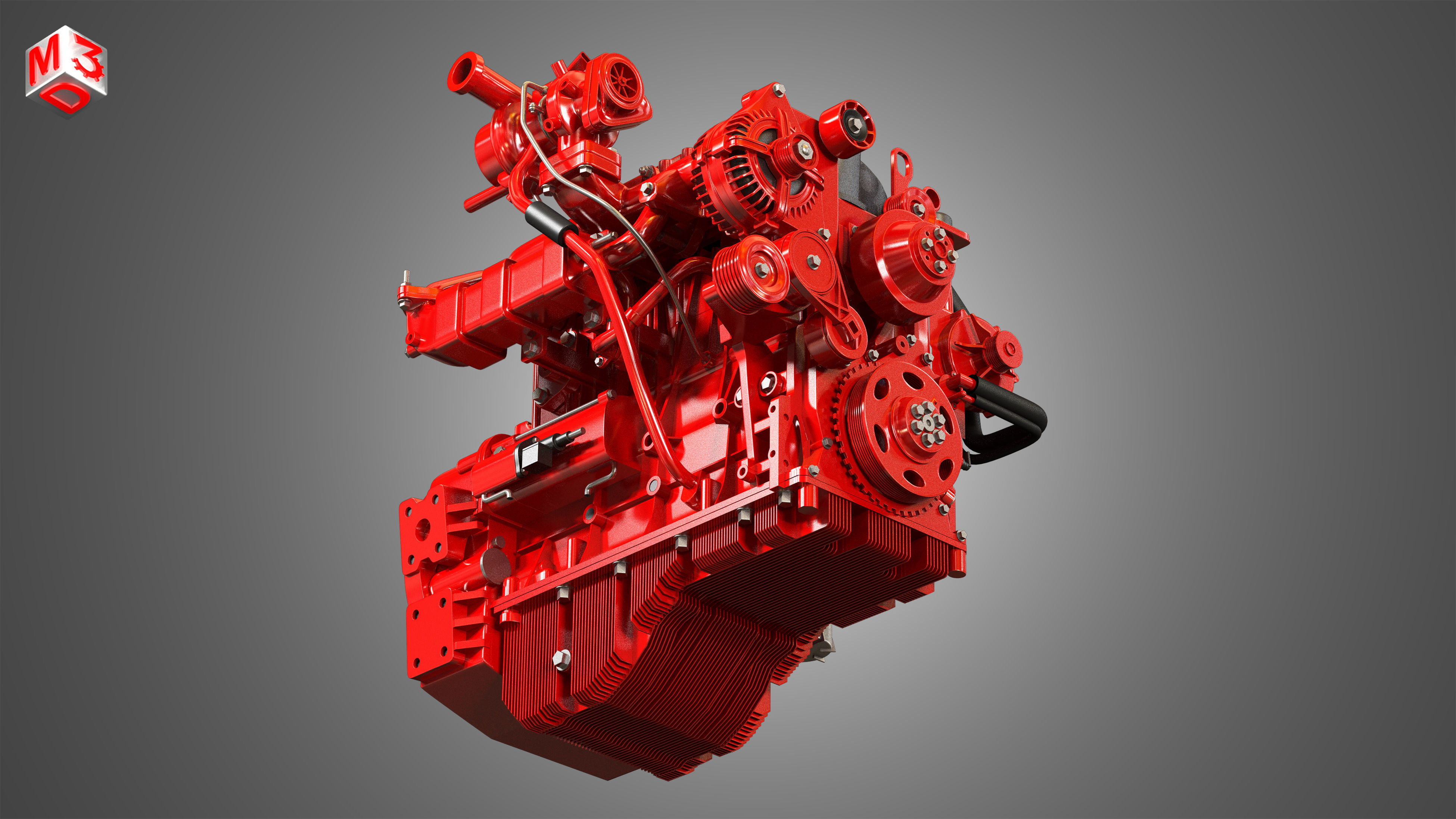 QSF 4 Cylinder - Diesel Engine 3D model_11
