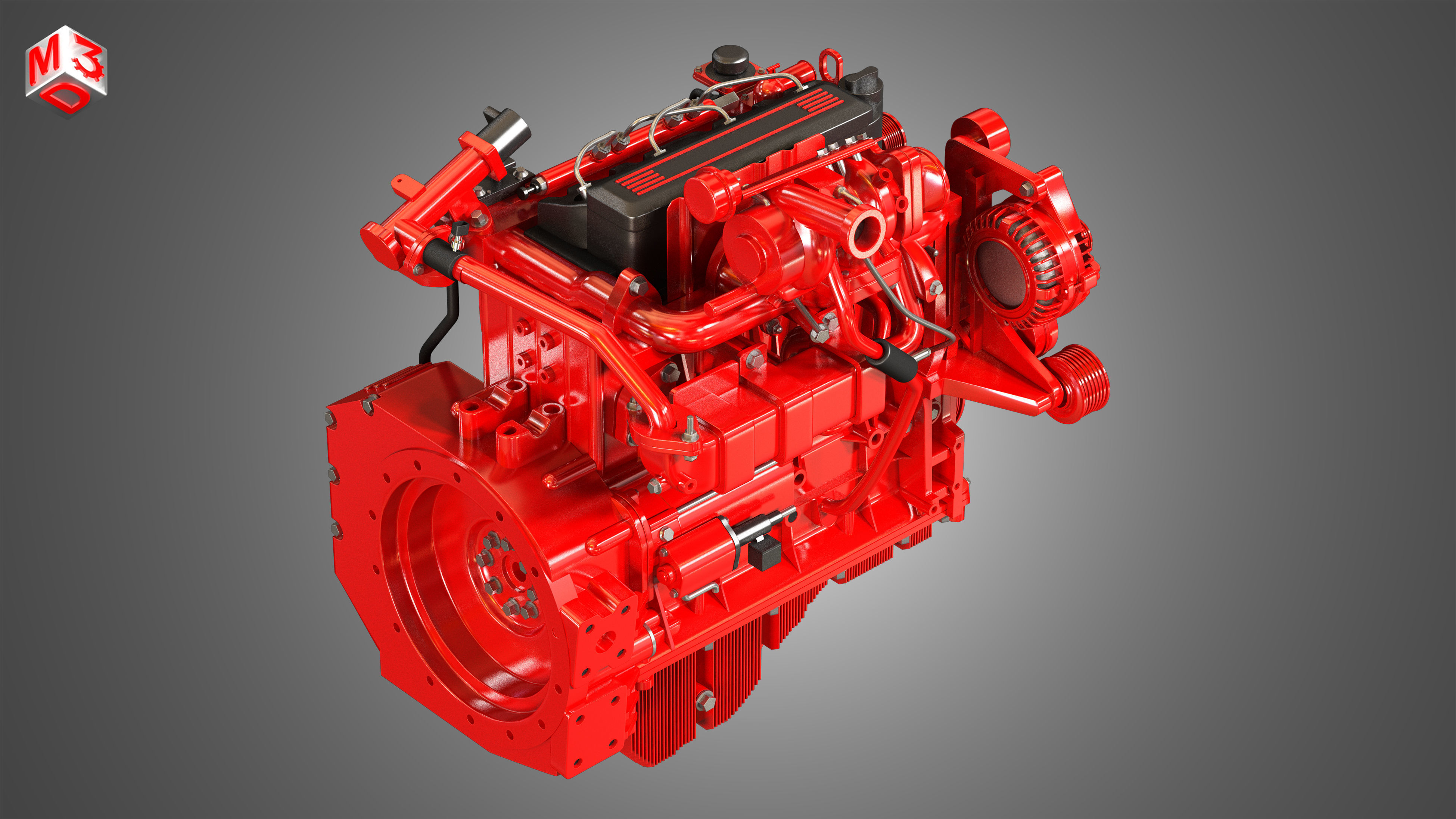 QSF 4 Cylinder - Diesel Engine 3D model_6