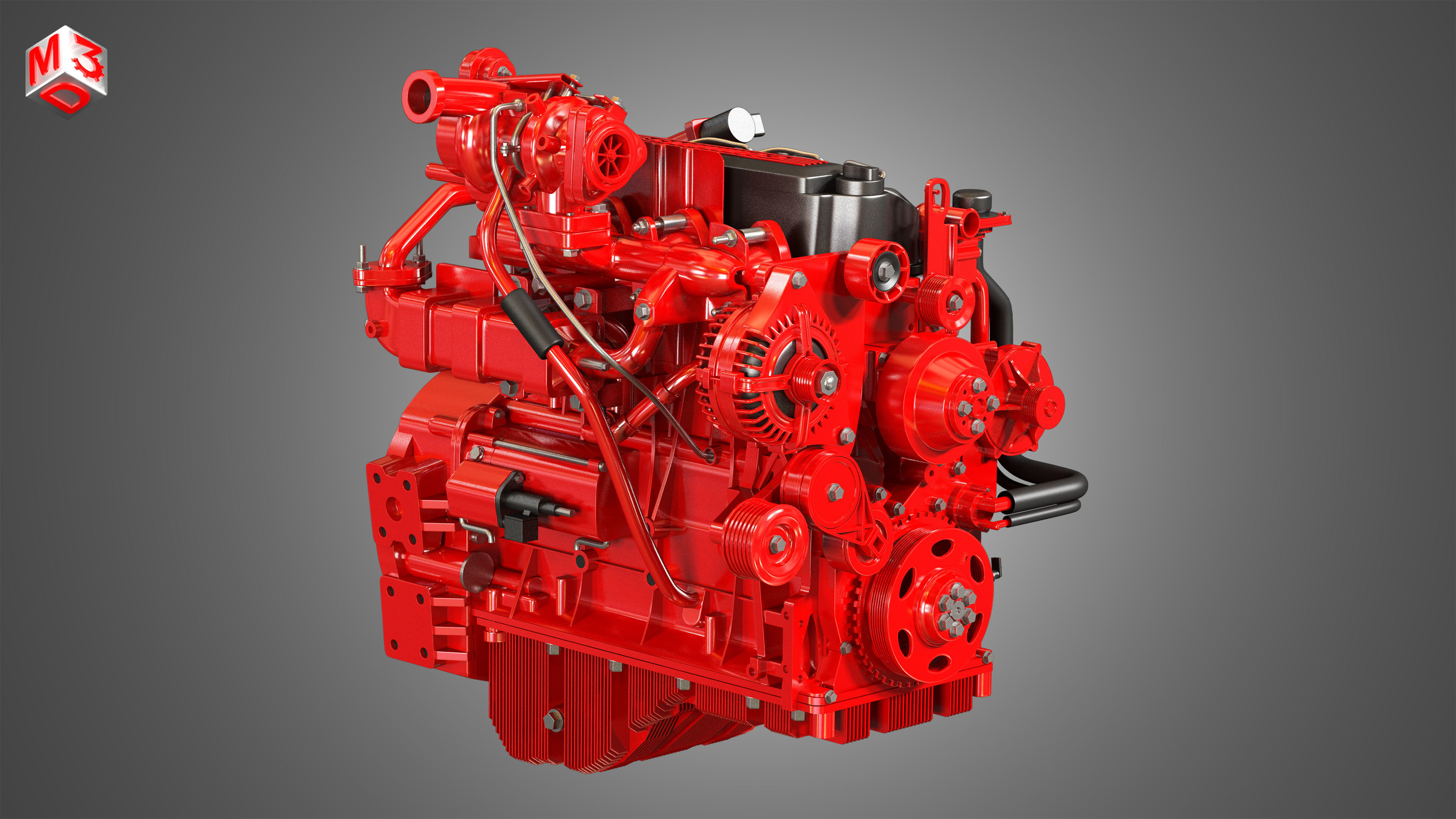 QSF 4 Cylinder - Diesel Engine 3D model_3