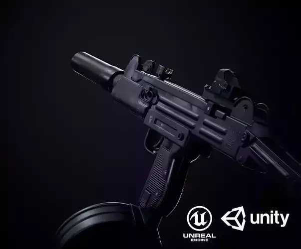 Uzi SMG PBR Low-poly 3D model