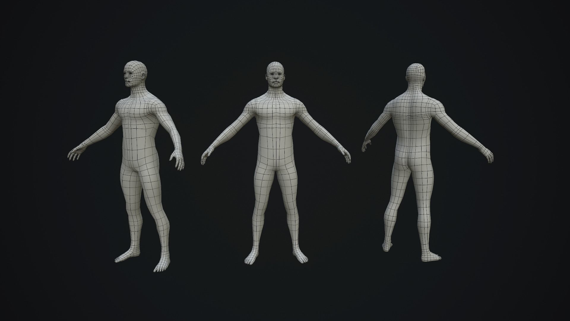 Base Mesh Male Body  Low-poly 3D model_4
