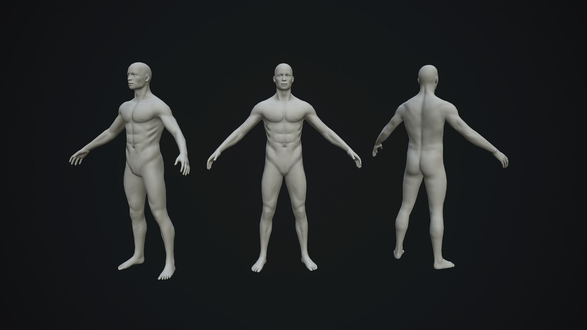 Base Mesh Male Body  Low-poly 3D model_2