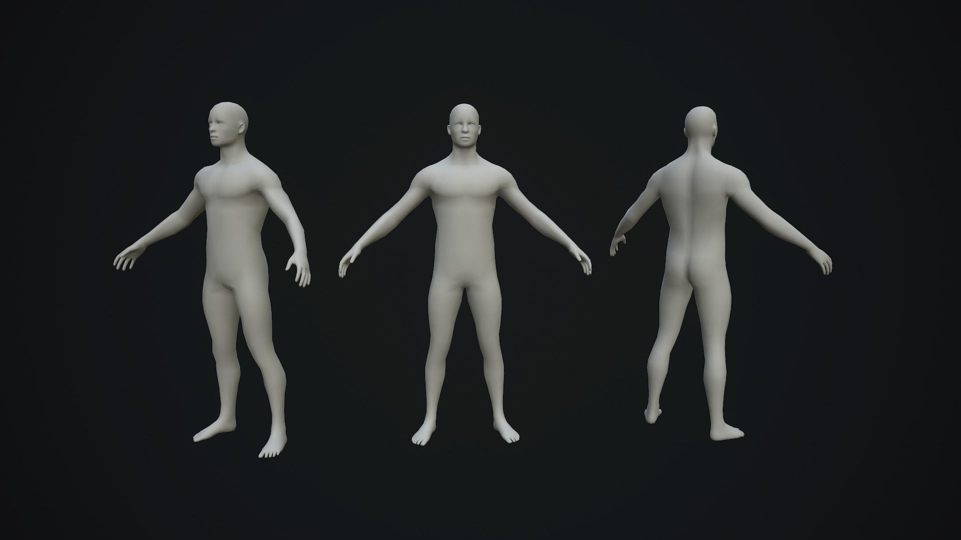 Base Mesh Male Body  Low-poly 3D model_5