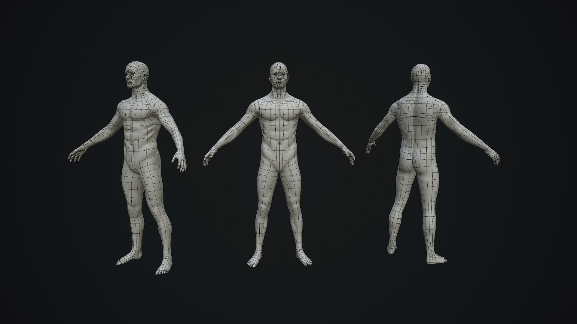 Base Mesh Male Body  Low-poly 3D model_3