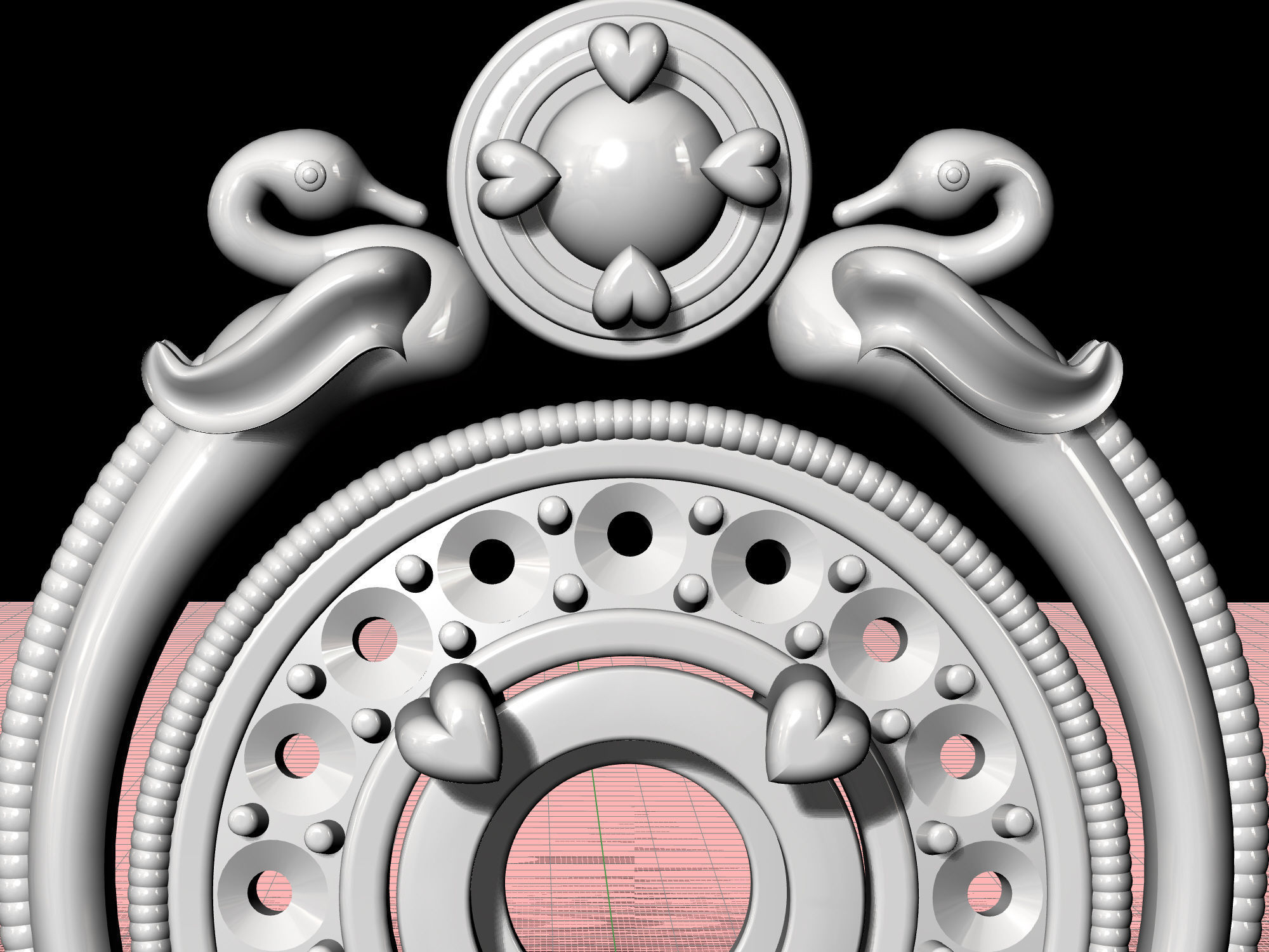 Swan pendant with gems 3D print model_8