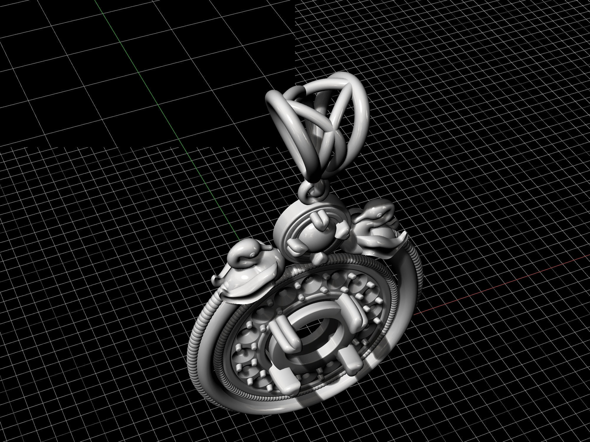 Swan pendant with gems 3D print model_7