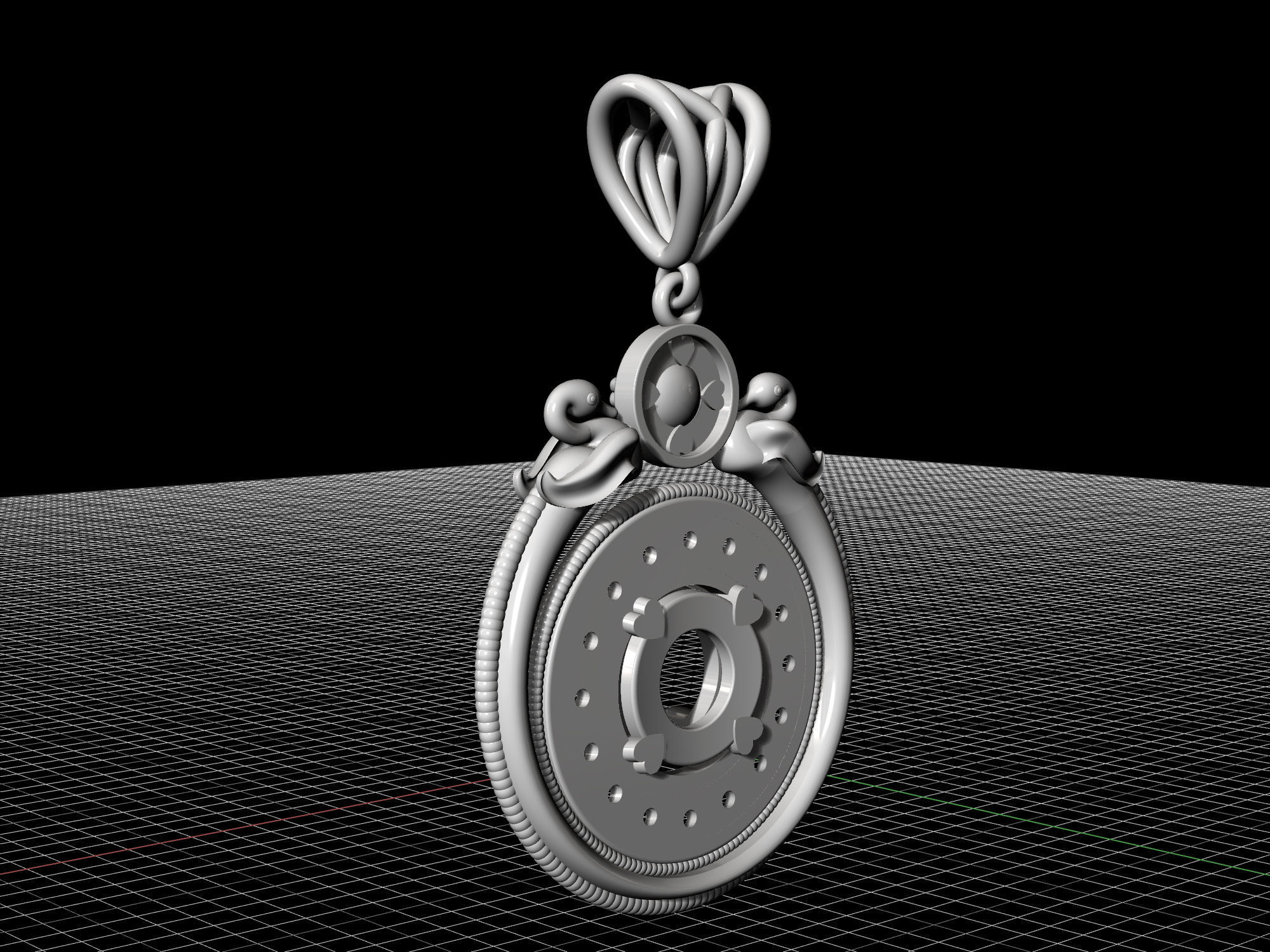 Swan pendant with gems 3D print model_6