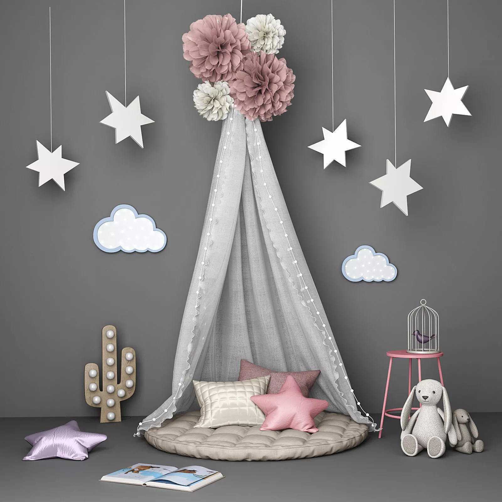 Decorative set for children with baldachin 3D model