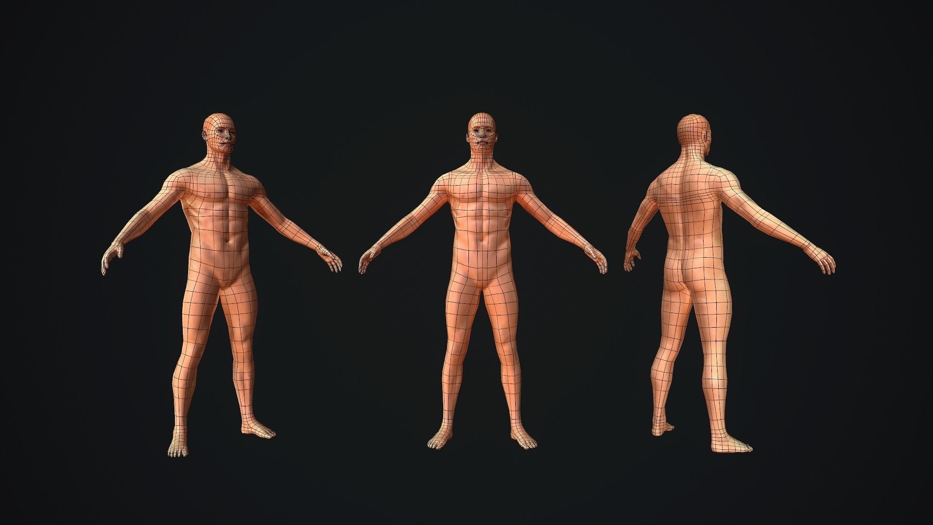 Base Mesh Male Body Baked PBR Low-poly 3D model_4