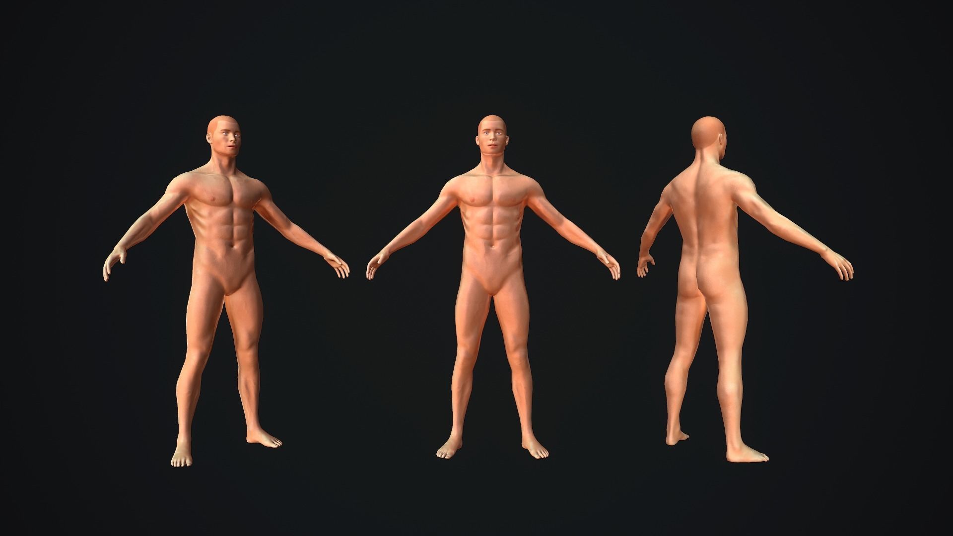 Base Mesh Male Body Baked PBR Low-poly 3D model_3
