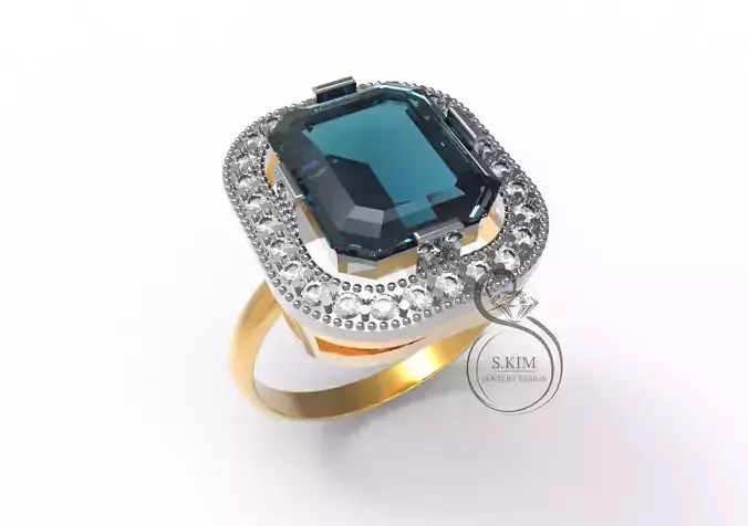Ring emerald 12x10 rectangular gem radiant