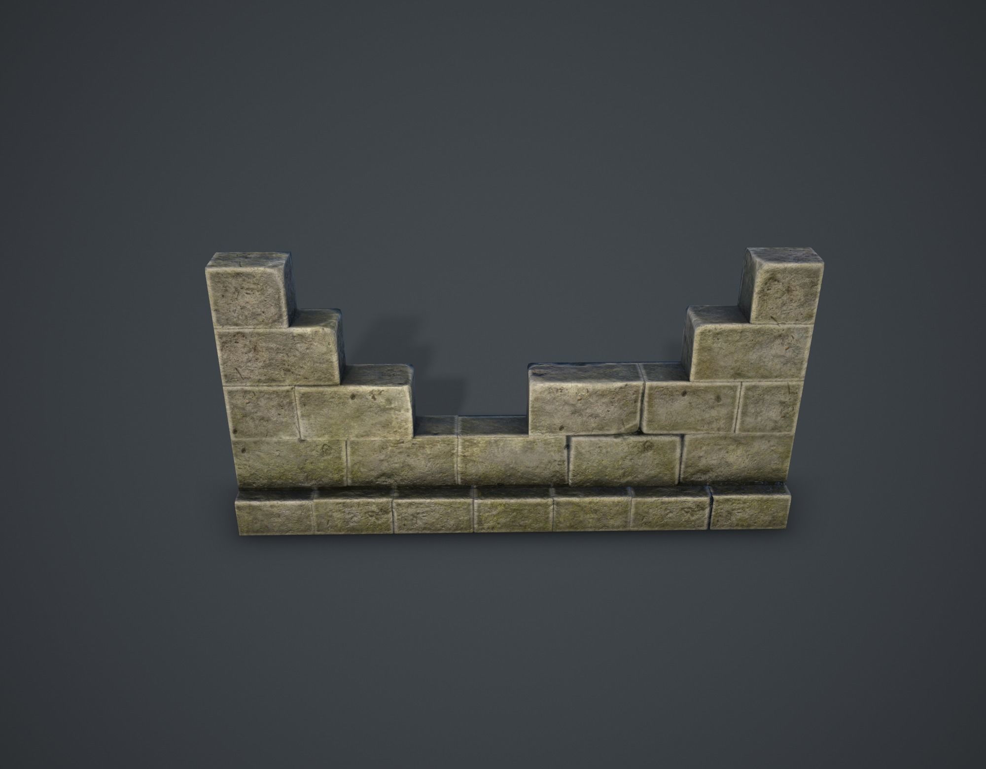 Broken Wall Low-poly 3D model_4