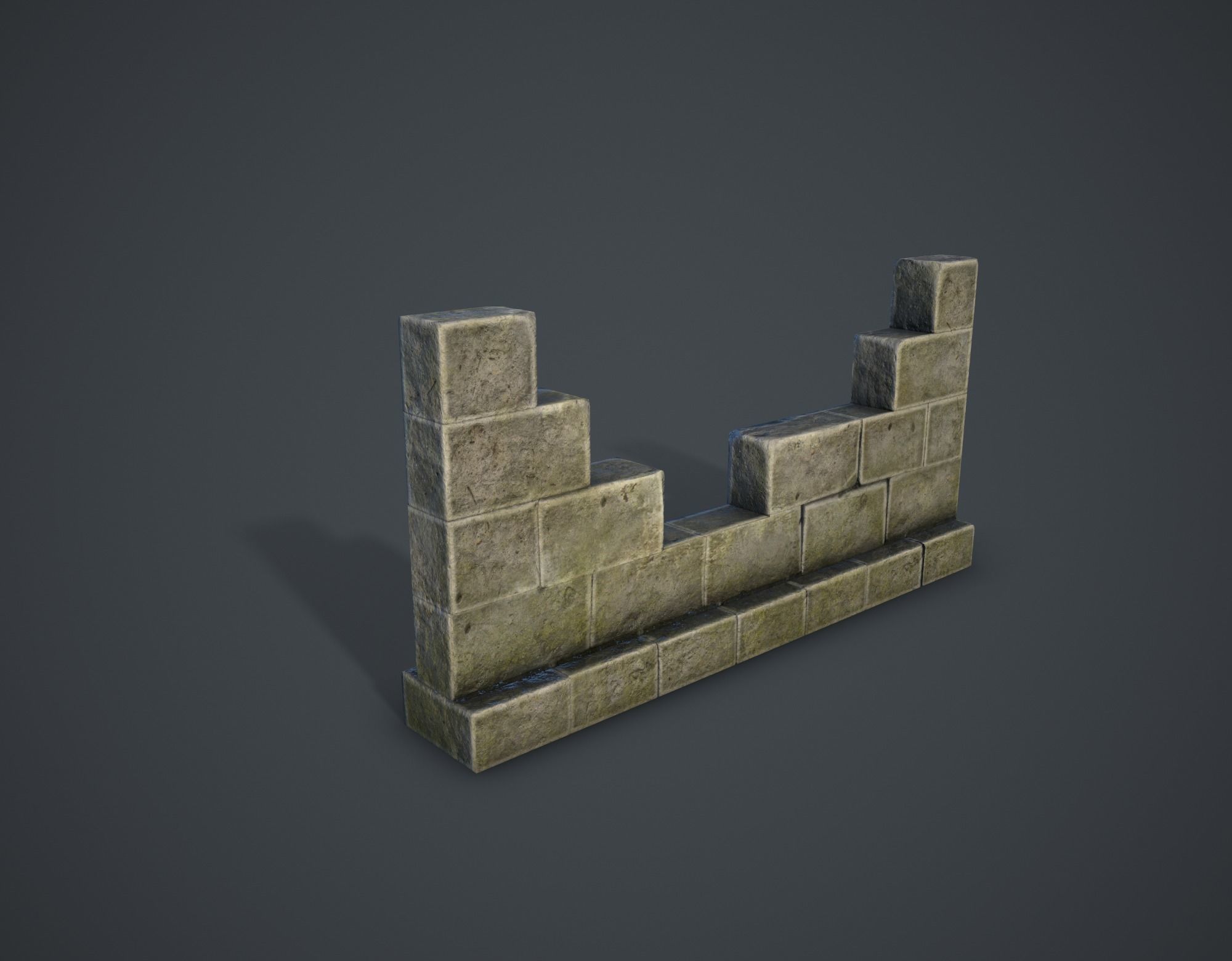 Broken Wall Low-poly 3D model_5