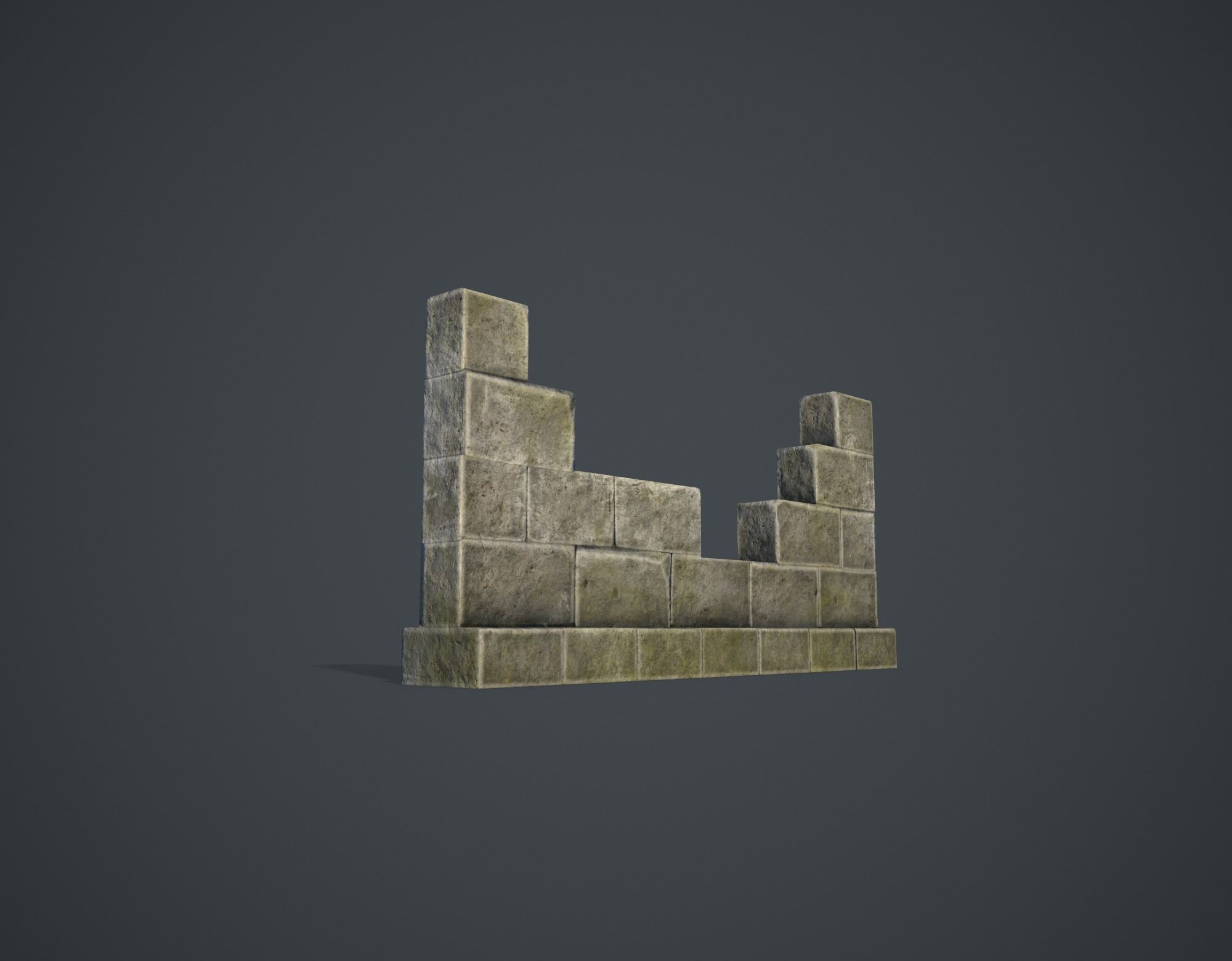 Broken Wall Low-poly 3D model_8