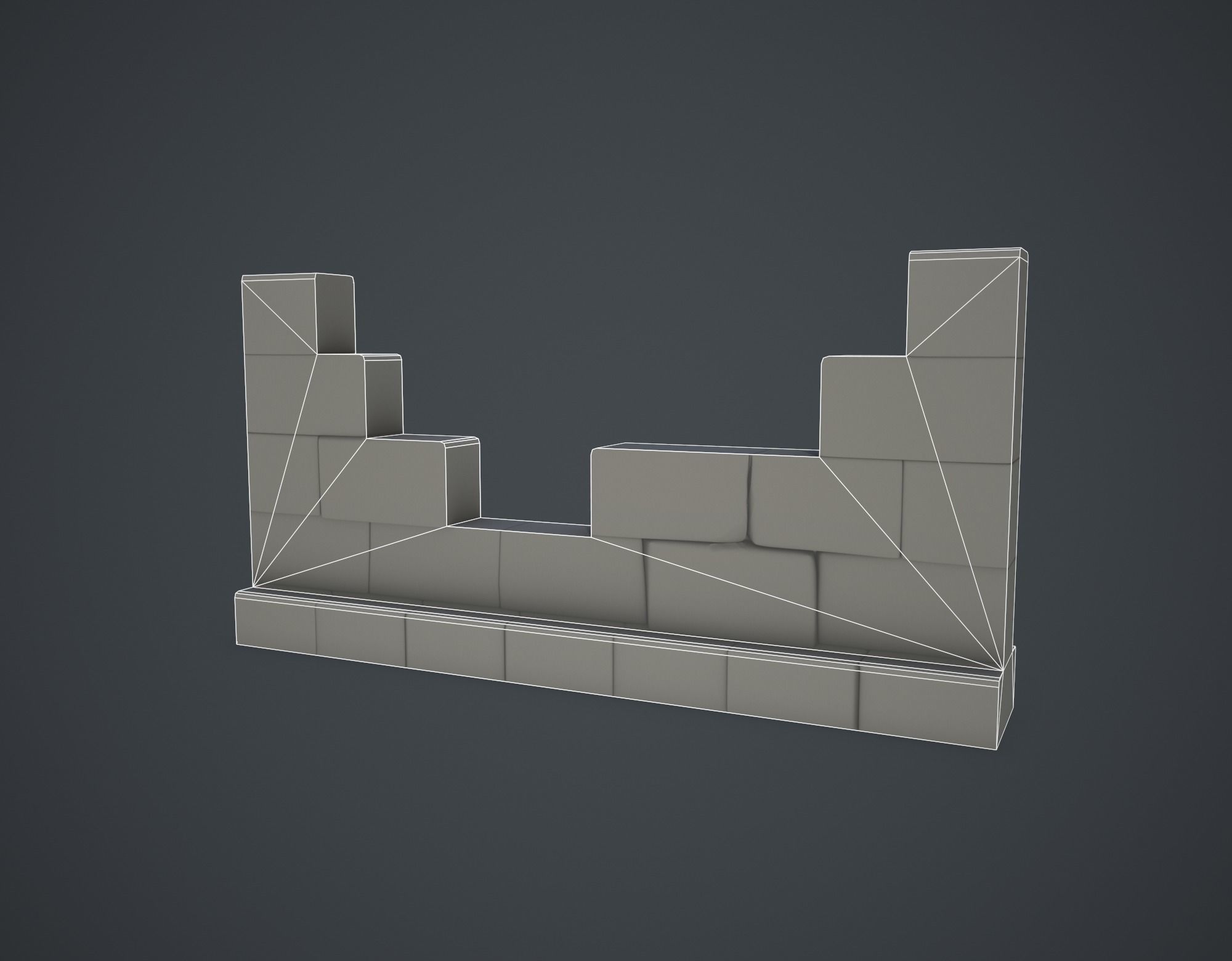 Broken Wall Low-poly 3D model_12