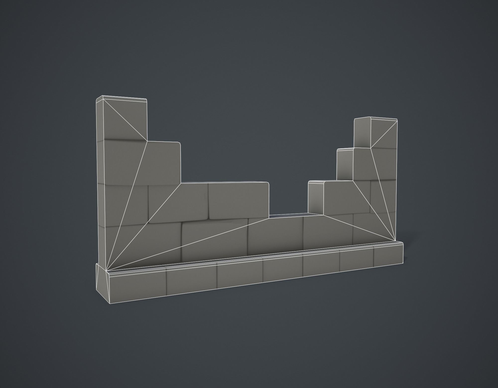 Broken Wall Low-poly 3D model_11