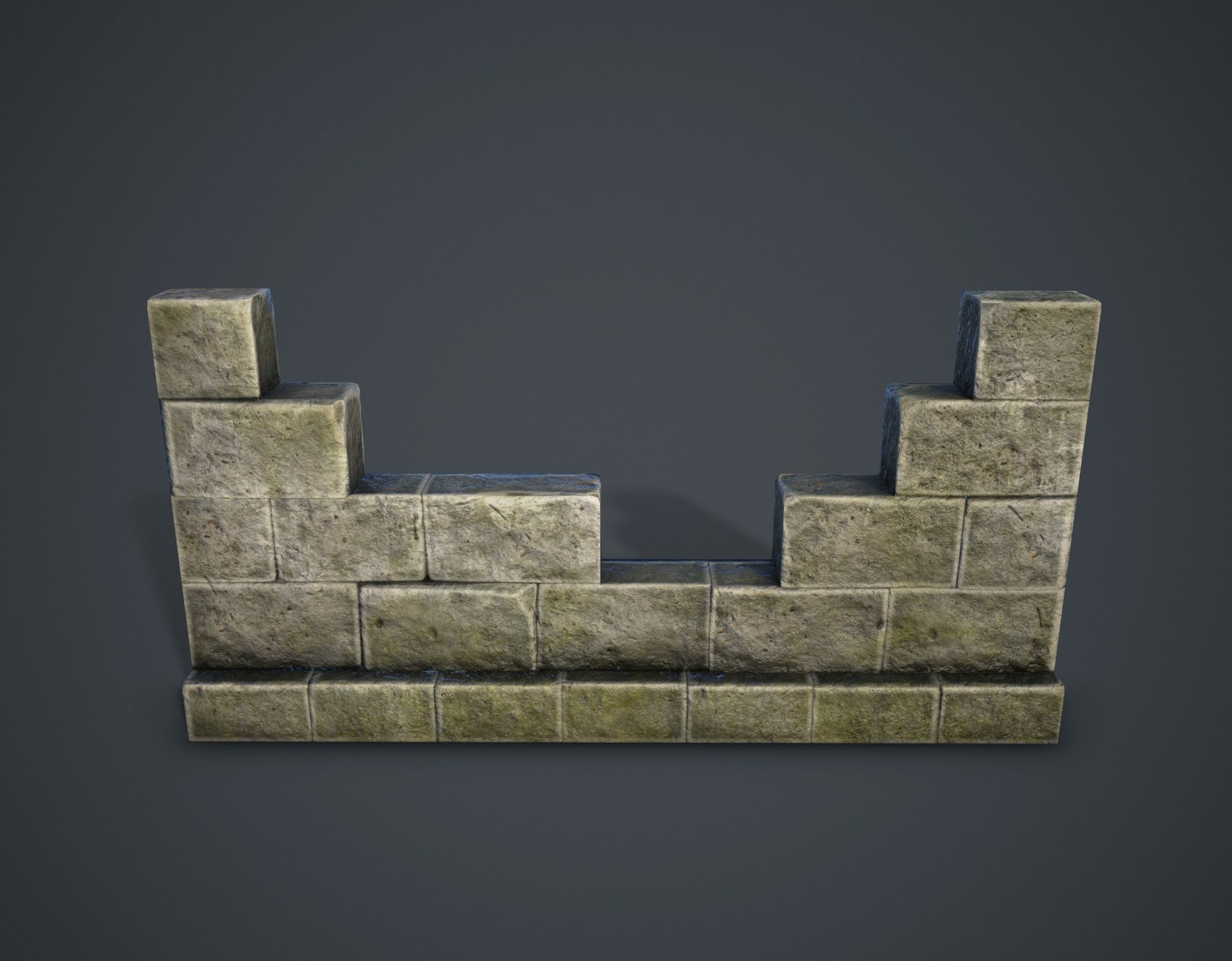 Broken Wall Low-poly 3D model_2