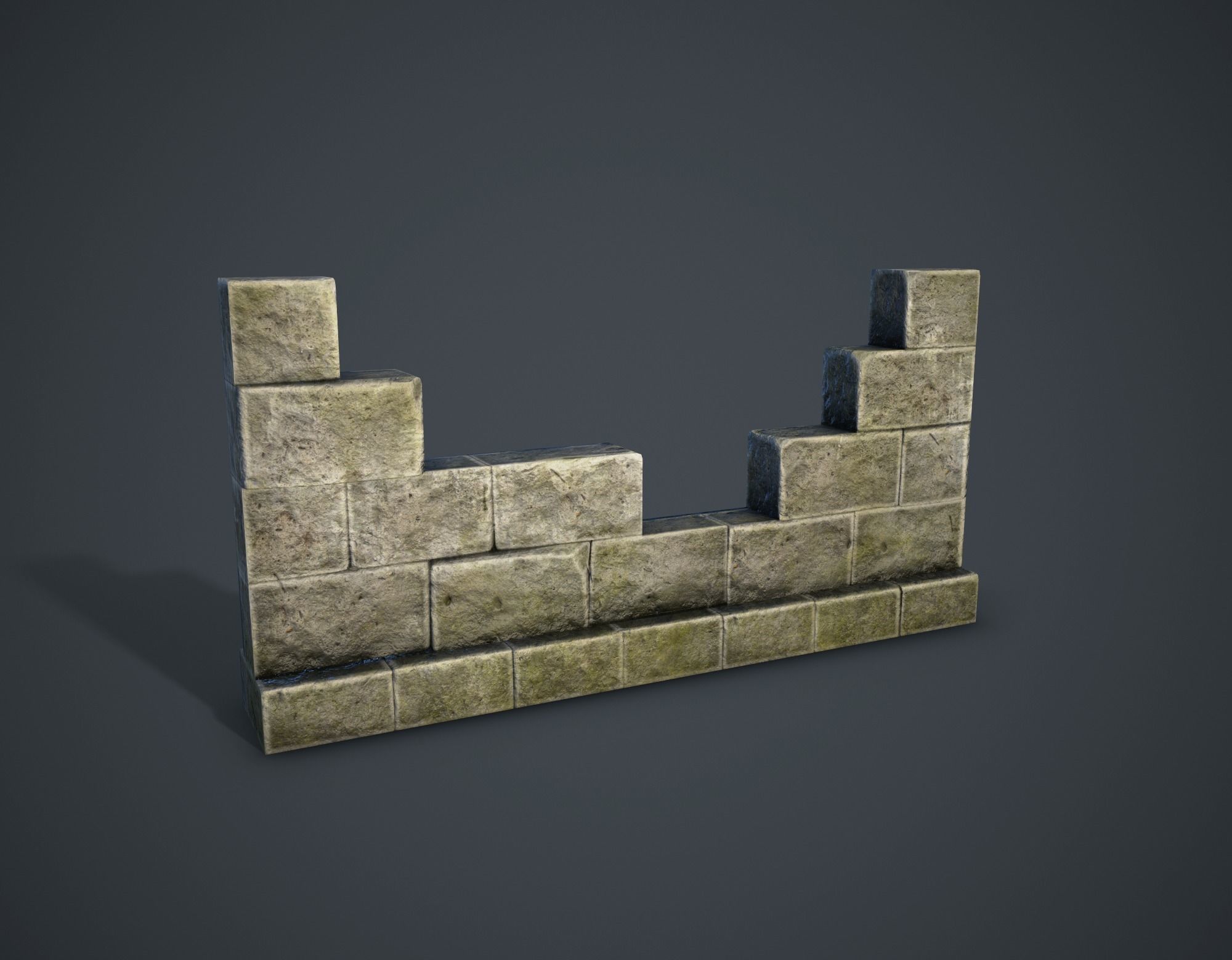 Broken Wall Low-poly 3D model_1