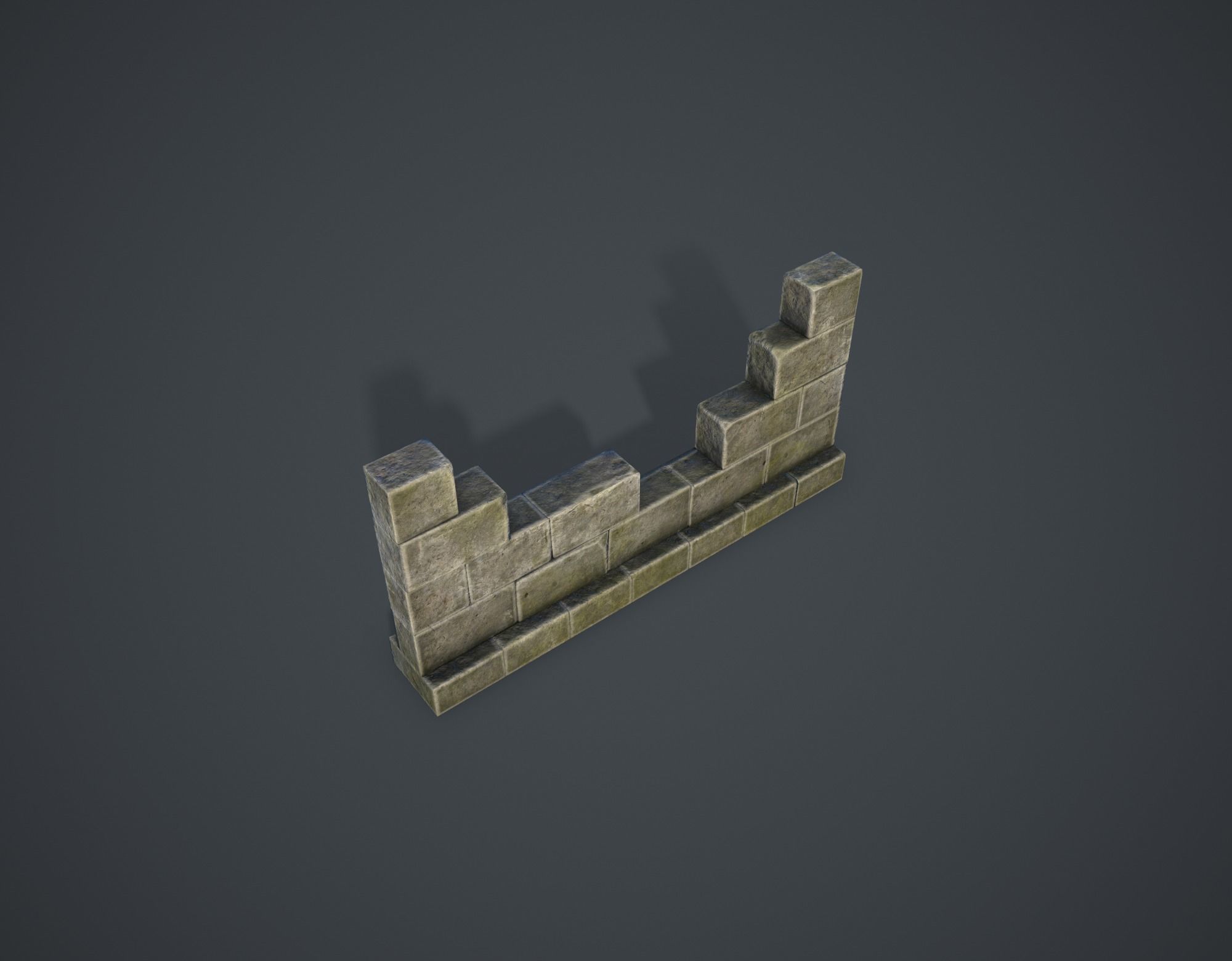 Broken Wall Low-poly 3D model_7