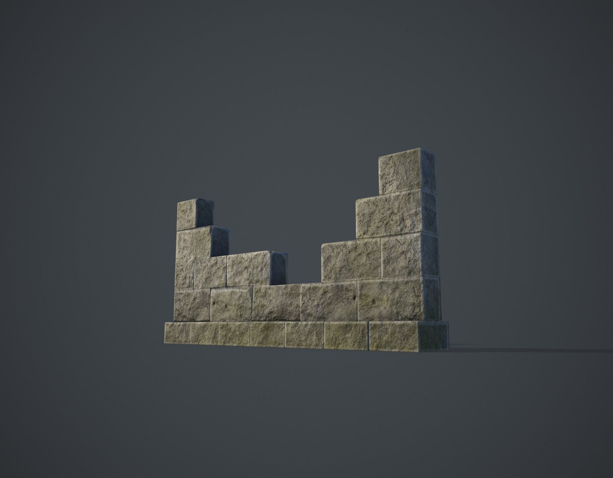 Broken Wall Low-poly 3D model_9