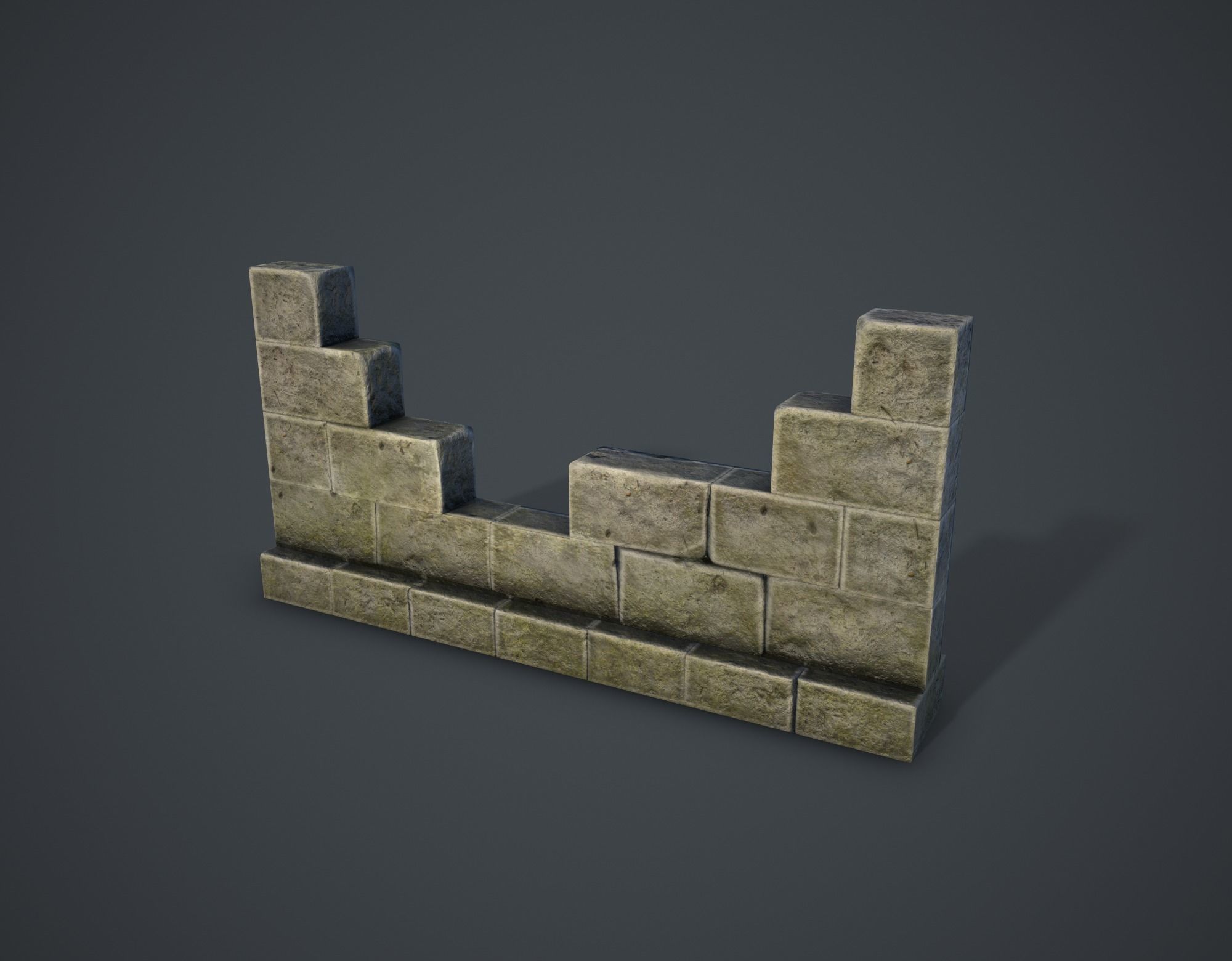 Broken Wall Low-poly 3D model_3
